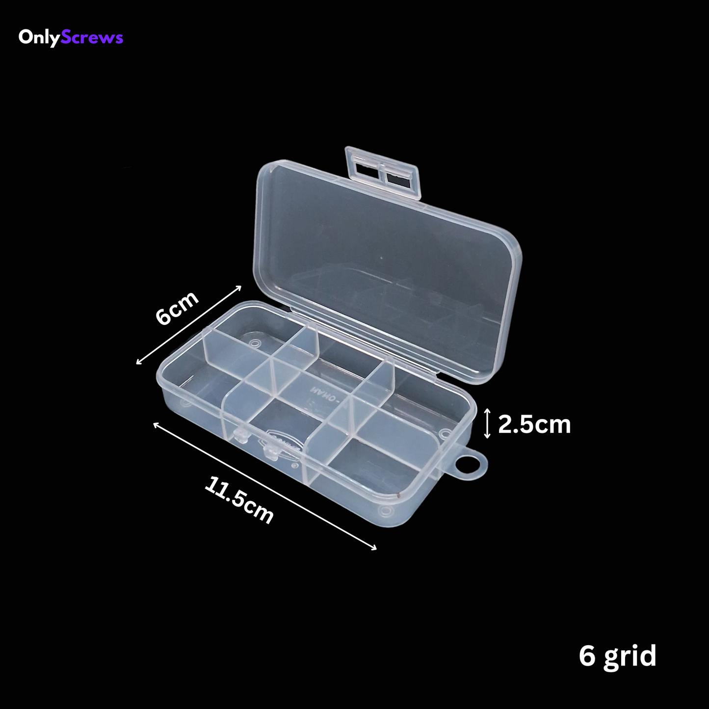 6 grid plastic screw storage box