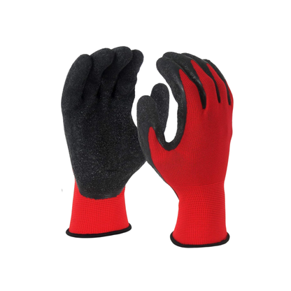 Latex coated Red and Black Cut Resistant Industrial Safety Gloves