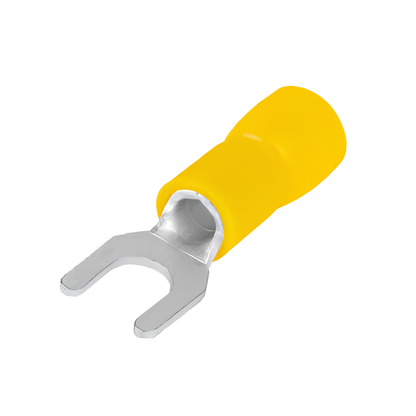 yellow Insulated Copper Fork Crimp Terminal Lug Connector
